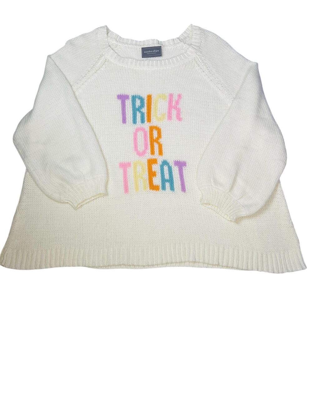Wooden Ships Cream Knit Sweater size M/L Pastel Trick or Treat Cotton blend